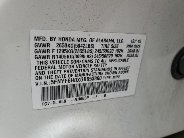 VIN 5FNYF6H0XGB053860 2016 Honda Pilot, Elite no.12