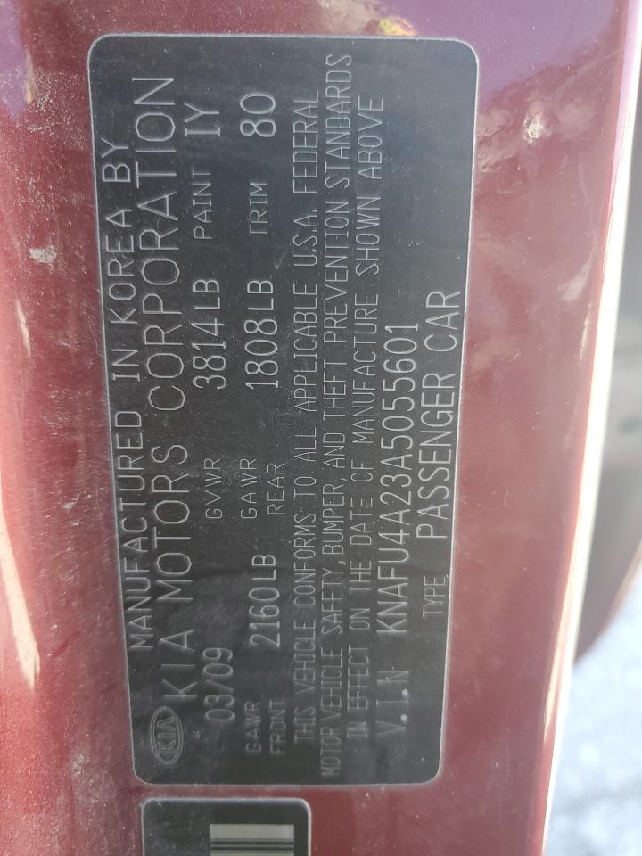 KNAFU4A23A5055601 2010 Kia Forte Ex