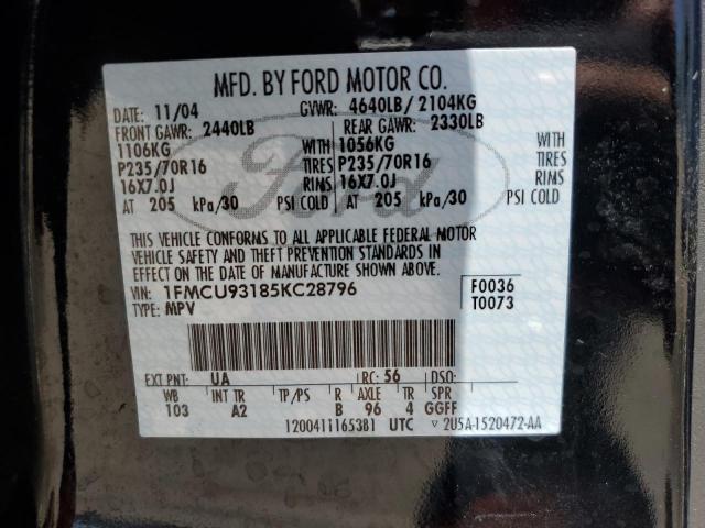 2005 Ford Escape Xlt VIN: 1FMCU93185KC28796 Lot: 58945504