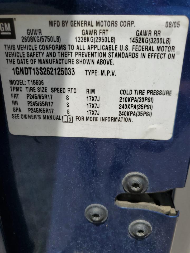 1GNDT13S262125033 2006 Chevrolet Trailblazer Ls