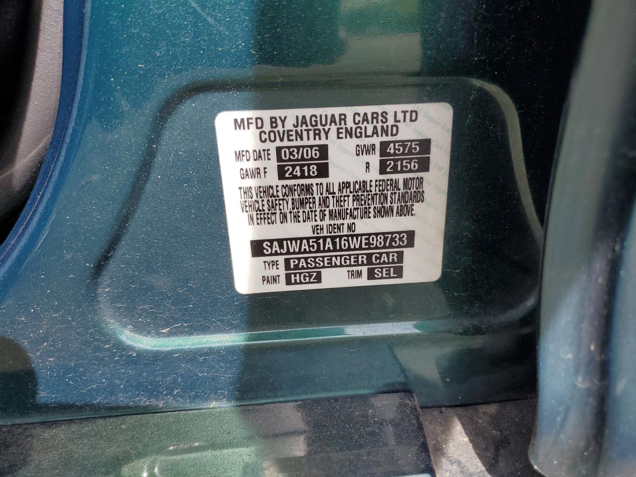 SAJWA51A16WE98733 2006 Jaguar X-Type 3.0