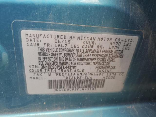 2015 Nissan Versa Note S VIN: 3N1CE2CP5FL443181 Lot: 57400254