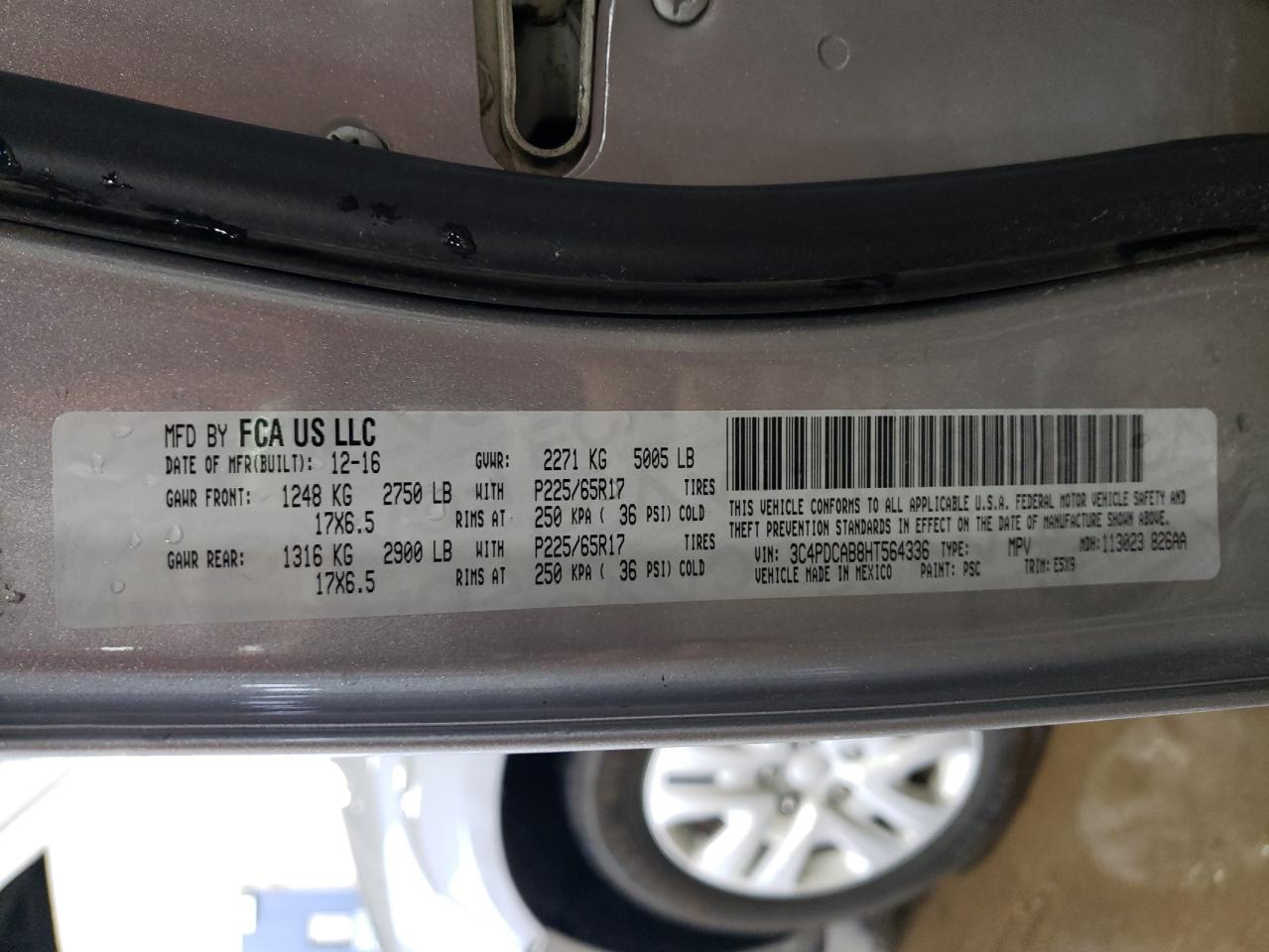 3C4PDCAB8HT564336 2017 Dodge Journey Se