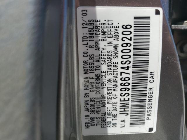 2004 Honda Civic Hybrid VIN: JHMES96674S009206 Lot: 58097524