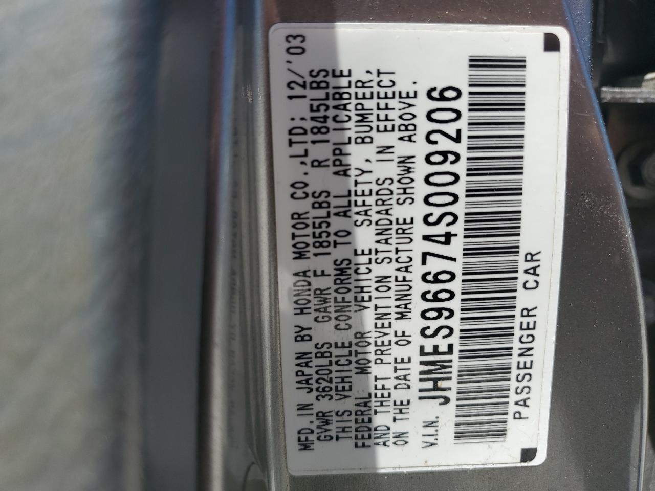 JHMES96674S009206 2004 Honda Civic Hybrid