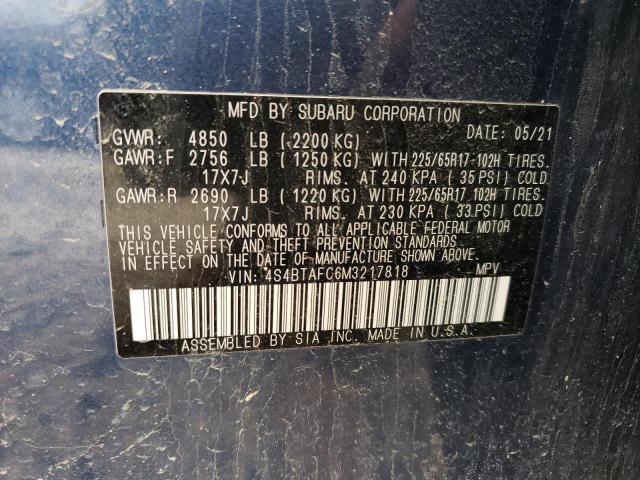 4S4BTAFC6M3217818 2021 Subaru Outback Premium