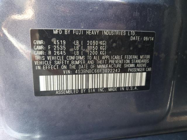 2015 Subaru Legacy 2.5I Premium VIN: 4S3BNBC66F3022243 Lot: 58069704