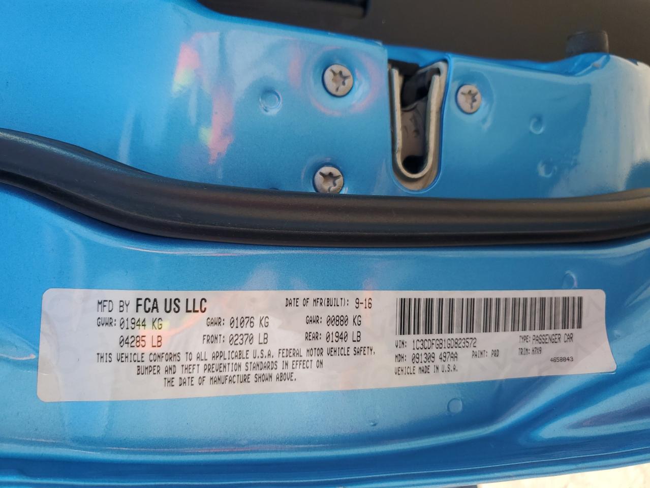 1C3CDFGB1GD823572 2016 Dodge Dart Gt Sport