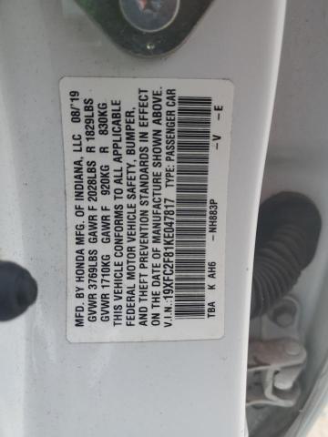 2019 Honda Civic Sport VIN: 19XFC2F81KE047817 Lot: 60337624