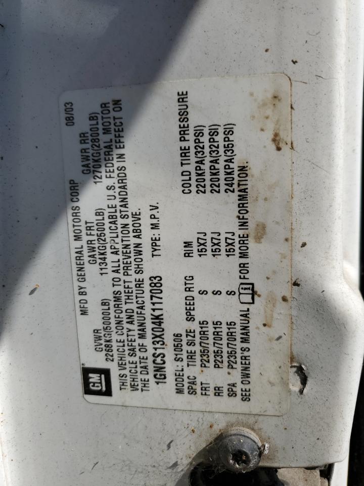 1GNCS13X04K117083 2004 Chevrolet Blazer