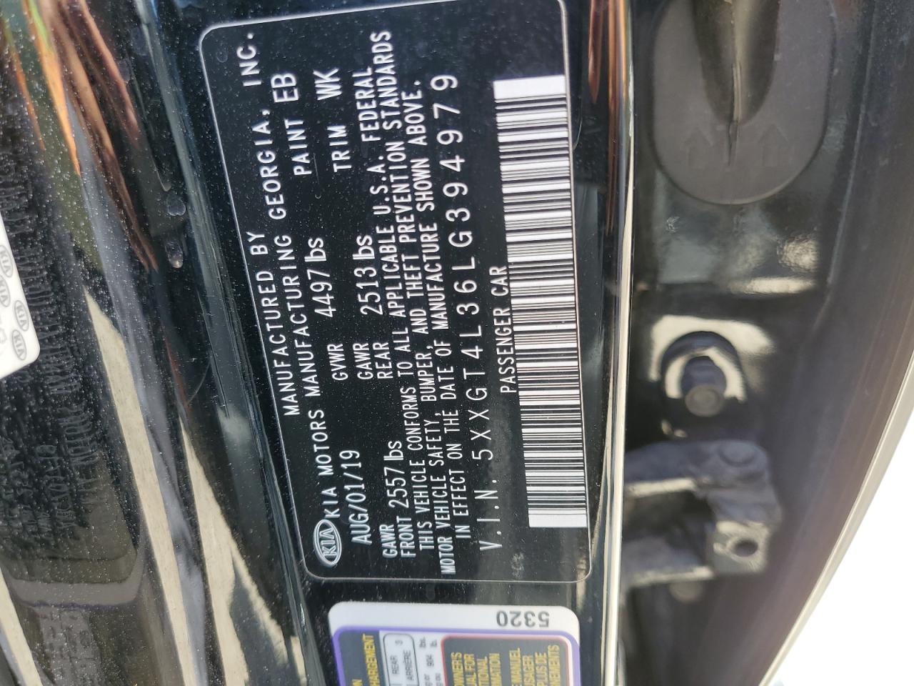 5XXGT4L36LG394979 2020 Kia Optima Lx