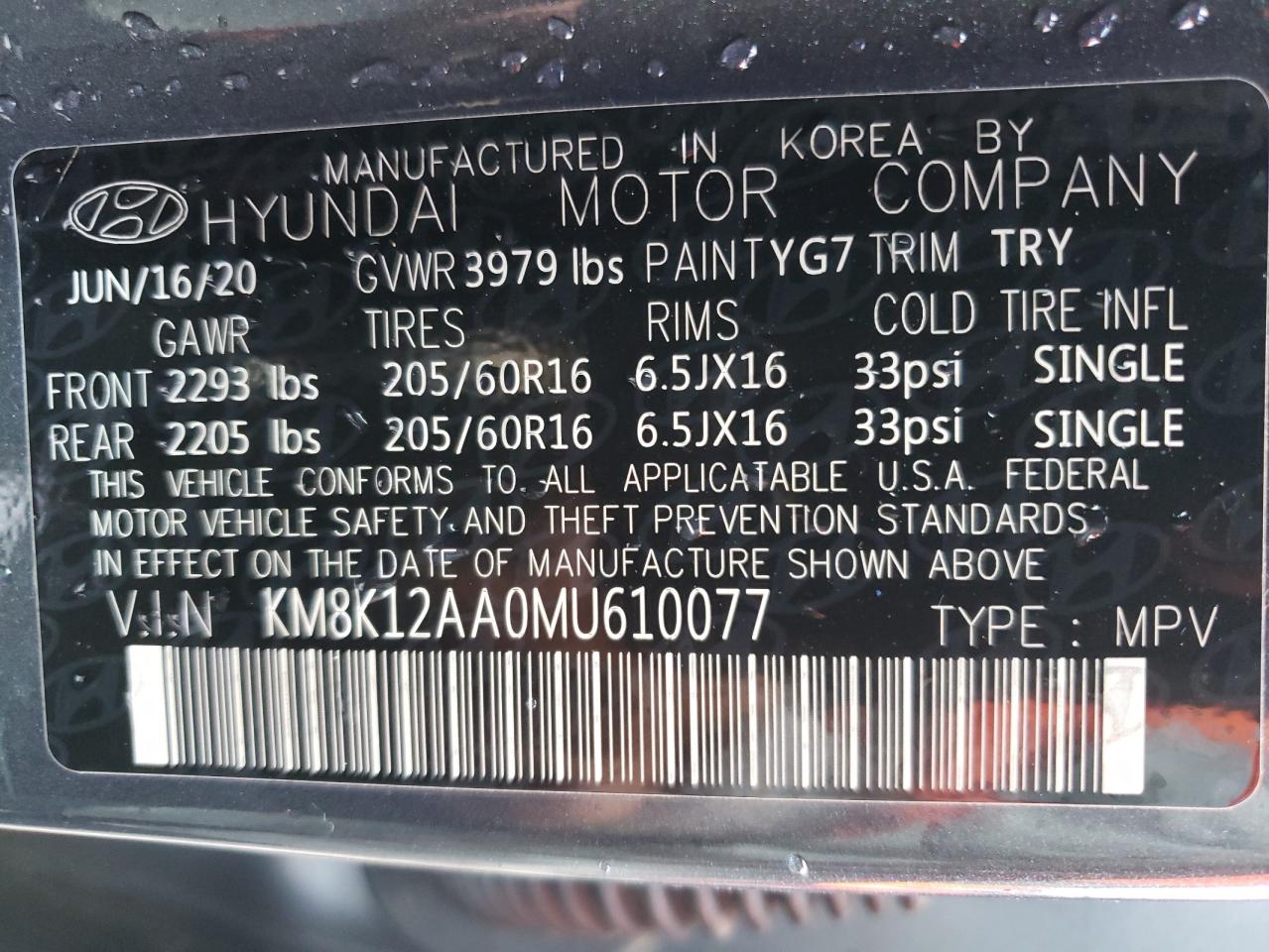 KM8K12AA0MU610077 2021 Hyundai Kona Se