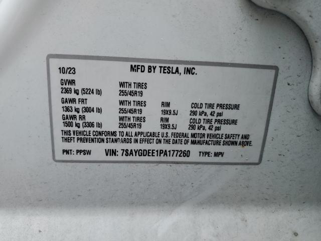 2023 Tesla Model Y VIN: 7SAYGDEE1PA177260 Lot: 60216314