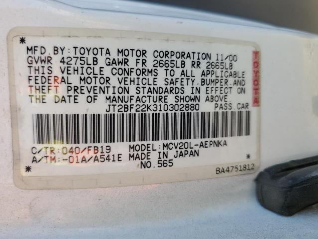 2001 Toyota Camry Ce VIN: JT2BF22K310302880 Lot: 56076454