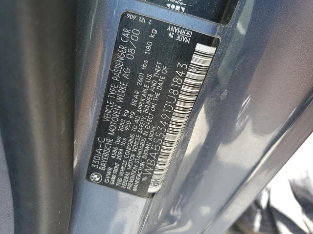 2001 BMW 330 Ci VIN: WBABS53491JU81843 Lot: 59693924