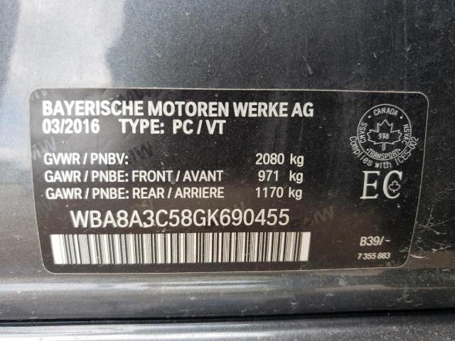 2016 BMW 320 Xi VIN: WBA8A3C58GK690455 Lot: 57658904