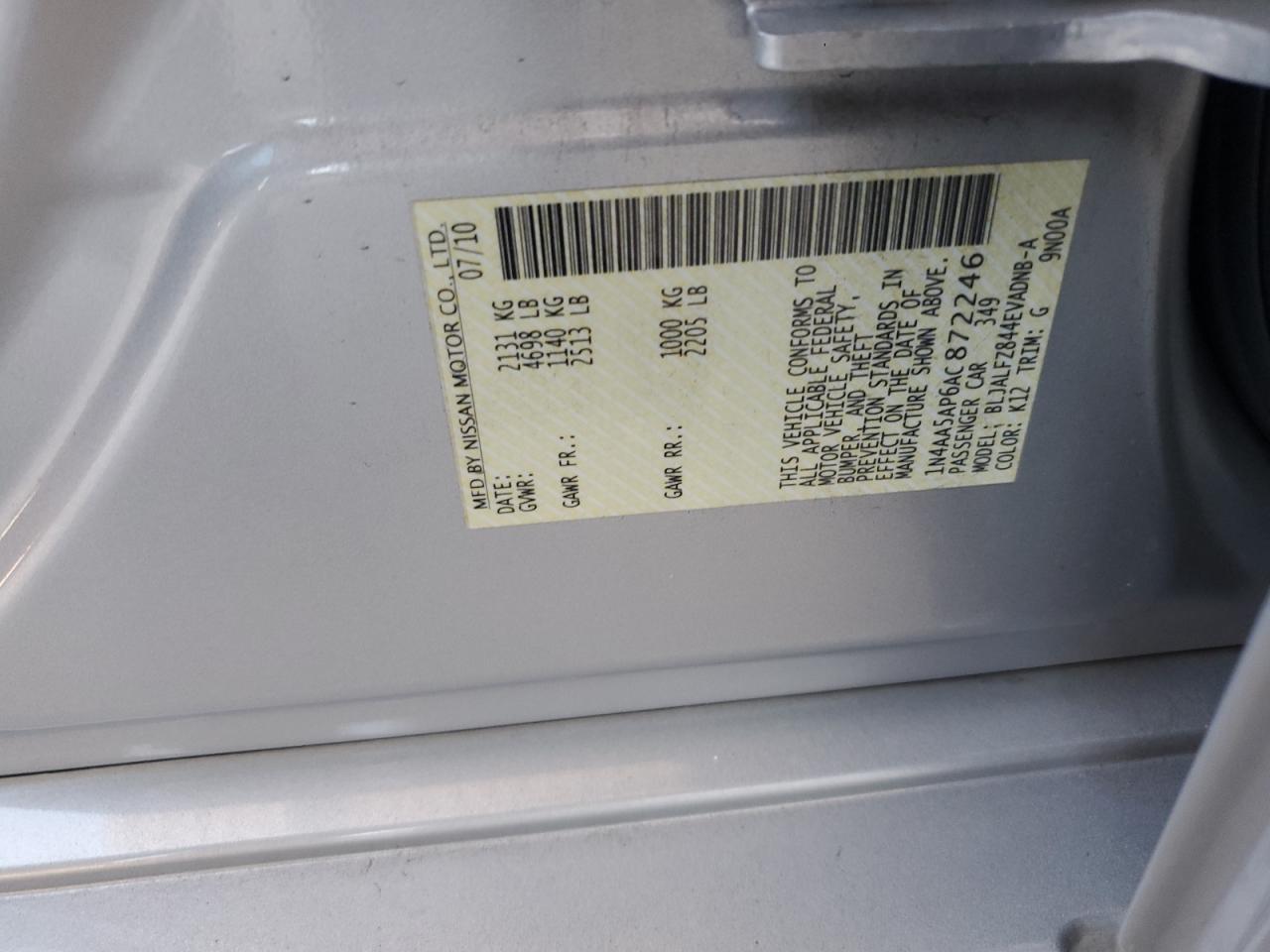 1N4AA5AP6AC872246 2010 Nissan Maxima S