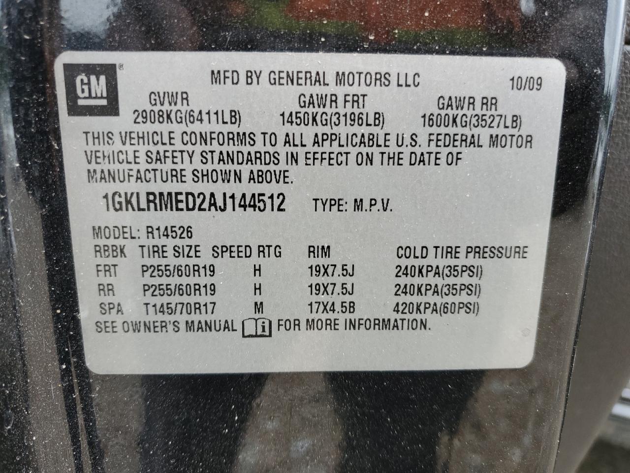 1GKLRMED2AJ144512 2010 GMC Acadia Slt-1
