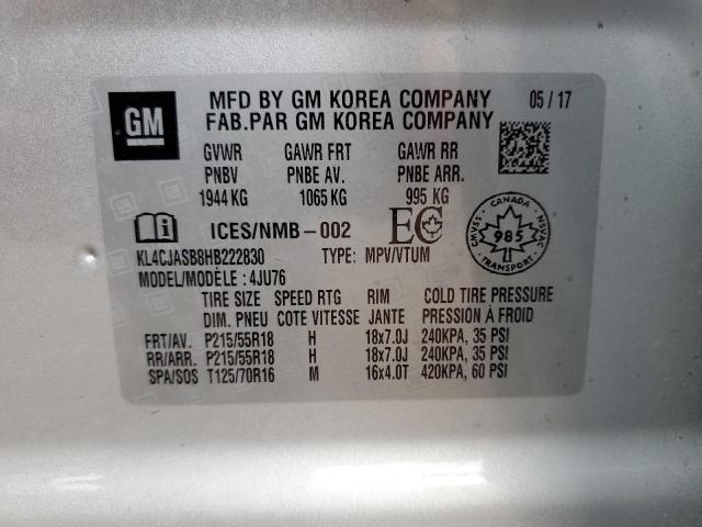 2017 Buick Encore Preferred VIN: KL4CJASB8HB222830 Lot: 58136674