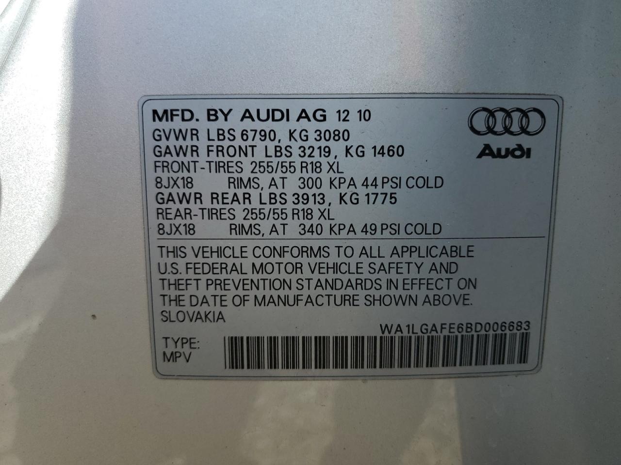 WA1LGAFE6BD006683 2011 Audi Q7 Premium Plus