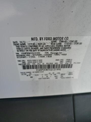 2012 Ford Taurus Sel VIN: 1FAHP2EW7CG121990 Lot: 58035794