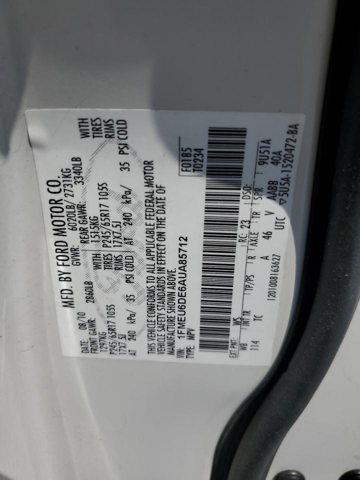 1FMEU6DE6AUA85712 2010 Ford Explorer Xlt