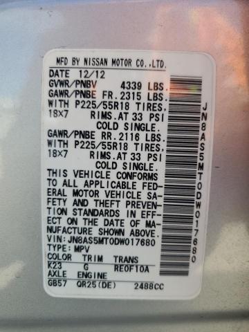 2013 Nissan Rogue S VIN: JN8AS5MT0DW017680 Lot: 60107214