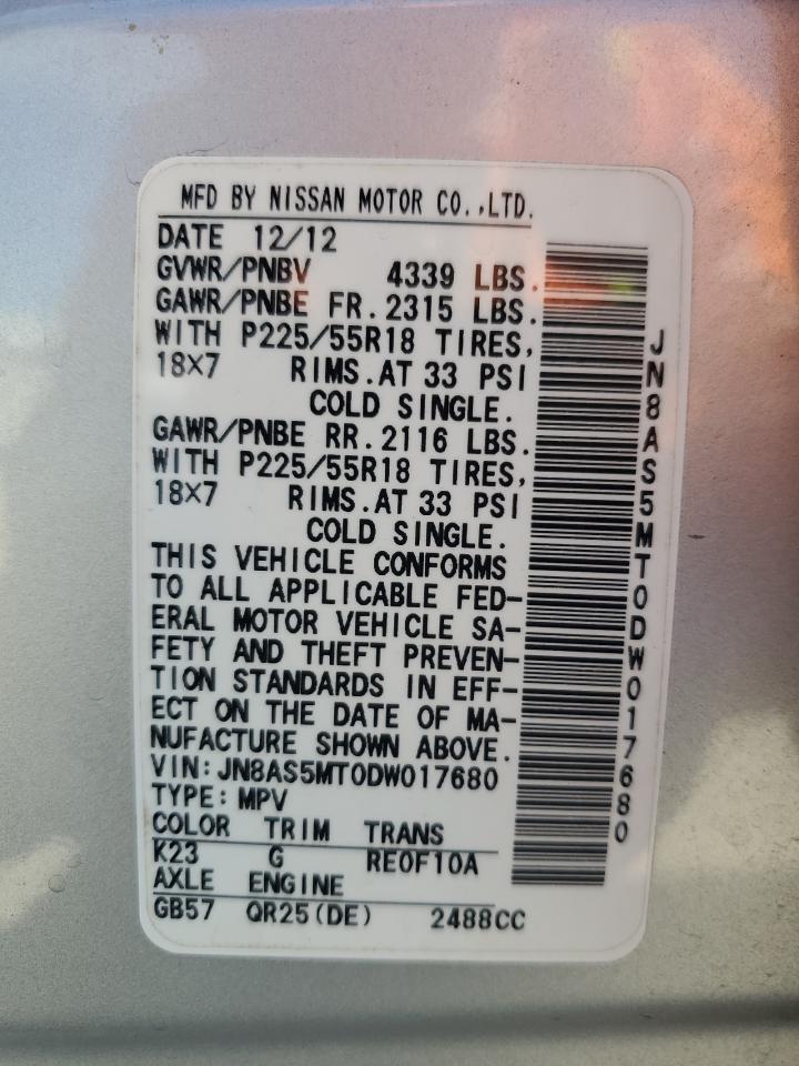 JN8AS5MT0DW017680 2013 Nissan Rogue S