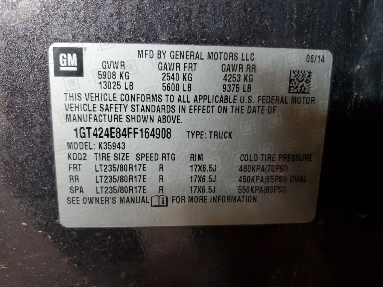 1GT424E84FF164908 2015 GMC Sierra K3500 Denali