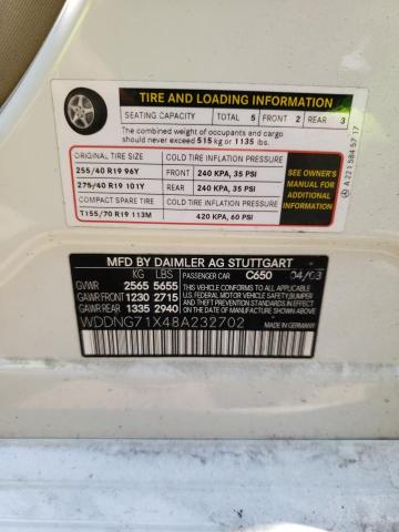 2008 Mercedes-Benz S 550 VIN: WDDNG71X48A232702 Lot: 59259724