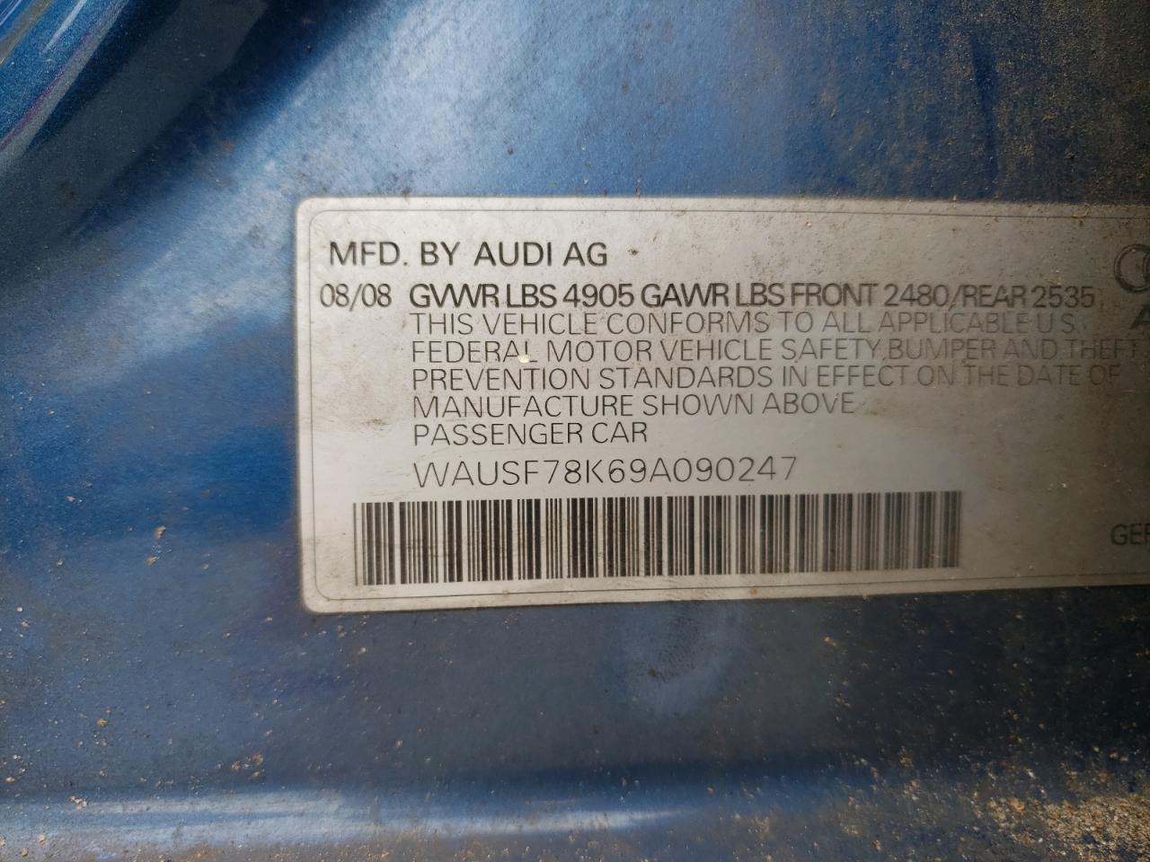 WAUSF78K69A090247 2009 Audi A4 Premium Plus