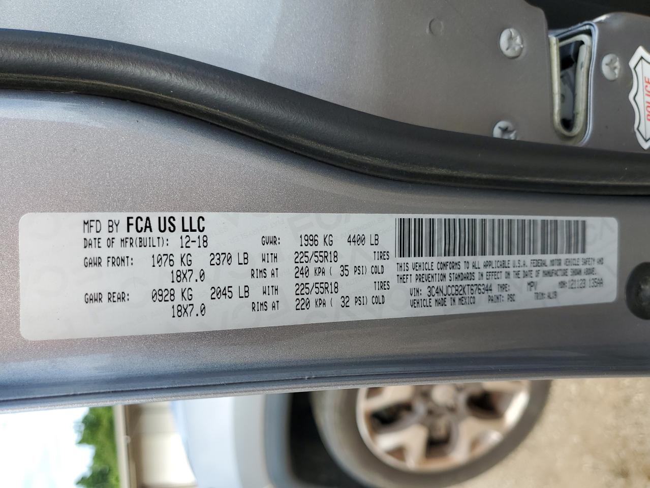 3C4NJCCB2KT676344 2019 Jeep Compass Limited