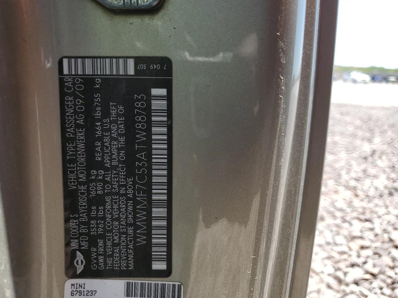 WMWMF7C53ATW88783 2010 Mini Cooper S
