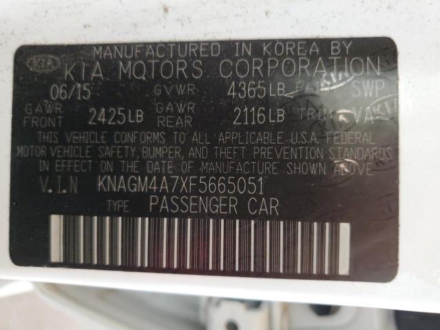 2015 Kia Optima Lx VIN: KNAGM4A7XF5665051 Lot: 60296034