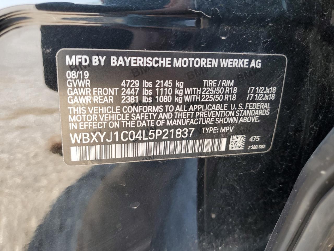 WBXYJ1C04L5P21837 2020 BMW X2 xDrive28I