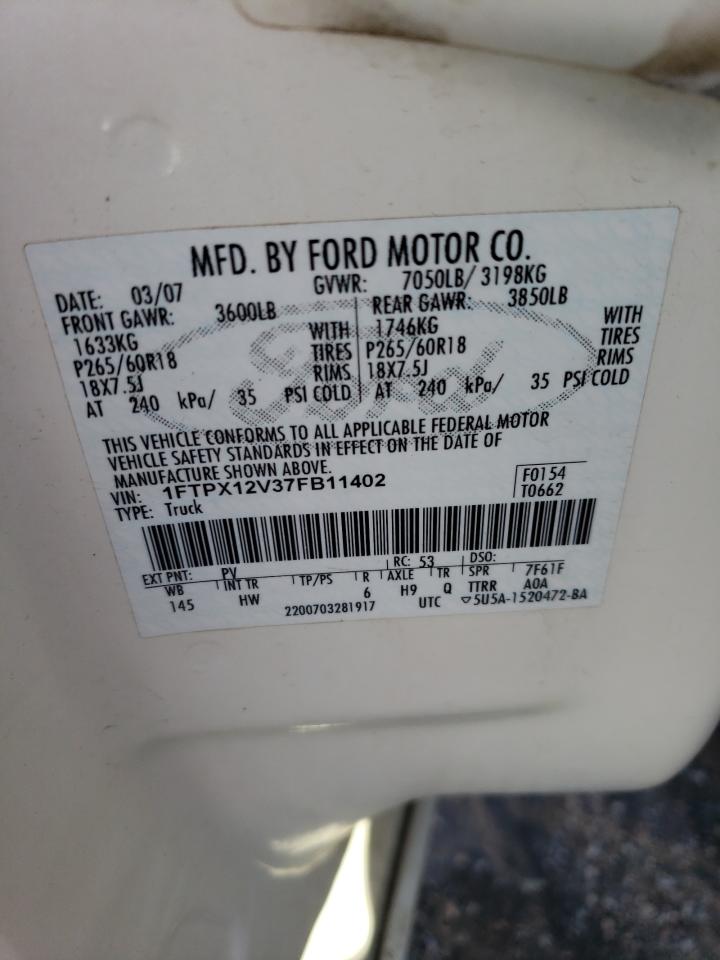 1FTPX12V37FB11402 2007 Ford F150