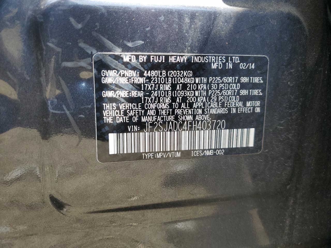 JF2SJADC4FH403720 2015 Subaru Forester 2.5I Premium