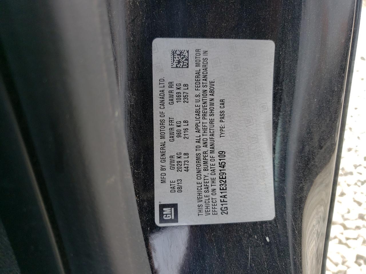 2G1FA1E32E9145109 2014 Chevrolet Camaro Ls