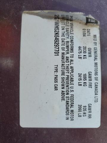 2004 Chevrolet Impala Ls VIN: 2G1WH52K649297701 Lot: 58404844