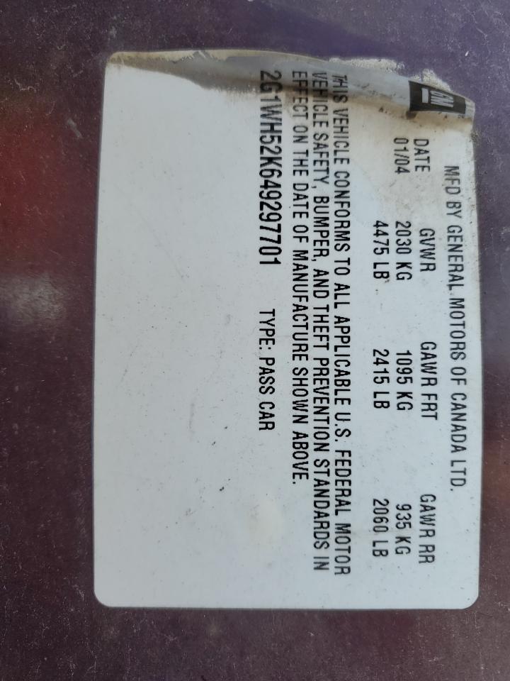 2G1WH52K649297701 2004 Chevrolet Impala Ls