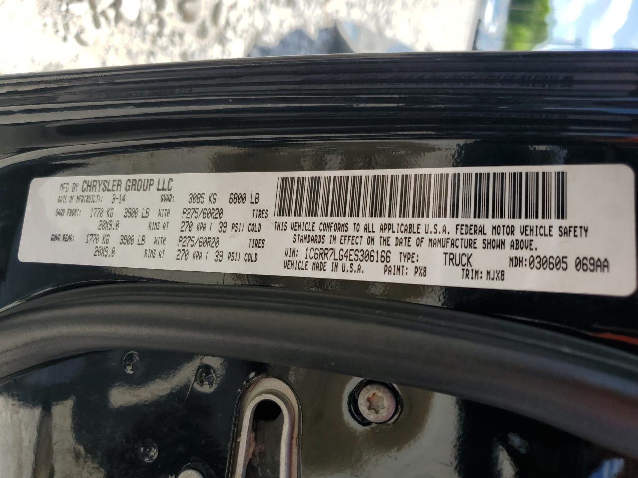 1C6RR7LG4ES306166 2014 Ram 1500 Slt