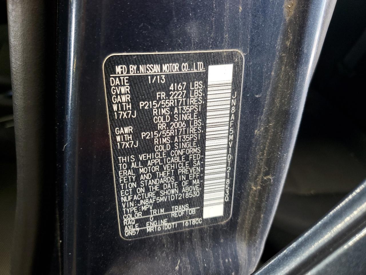 JN8AF5MV1DT218530 2013 Nissan Juke S