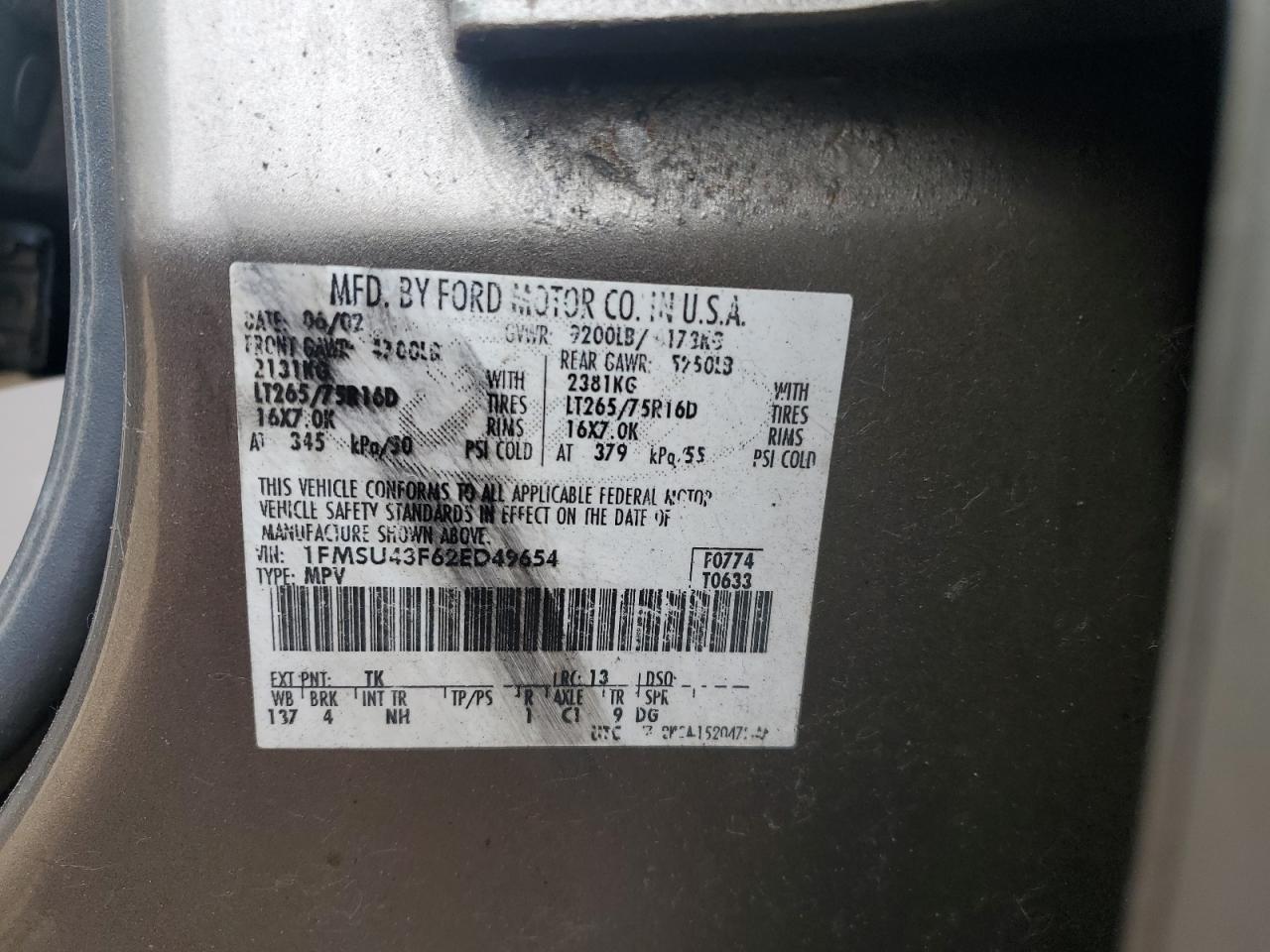 1FMSU43F62ED49654 2002 Ford Excursion Limited