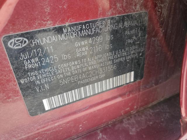 2012 Hyundai Sonata Gls VIN: 5NPEB4AC2CH331556 Lot: 59441944