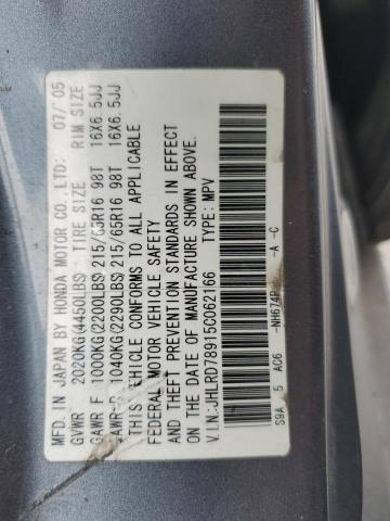 2005 Honda Cr-V Se VIN: JHLRD78915C062166 Lot: 59138594