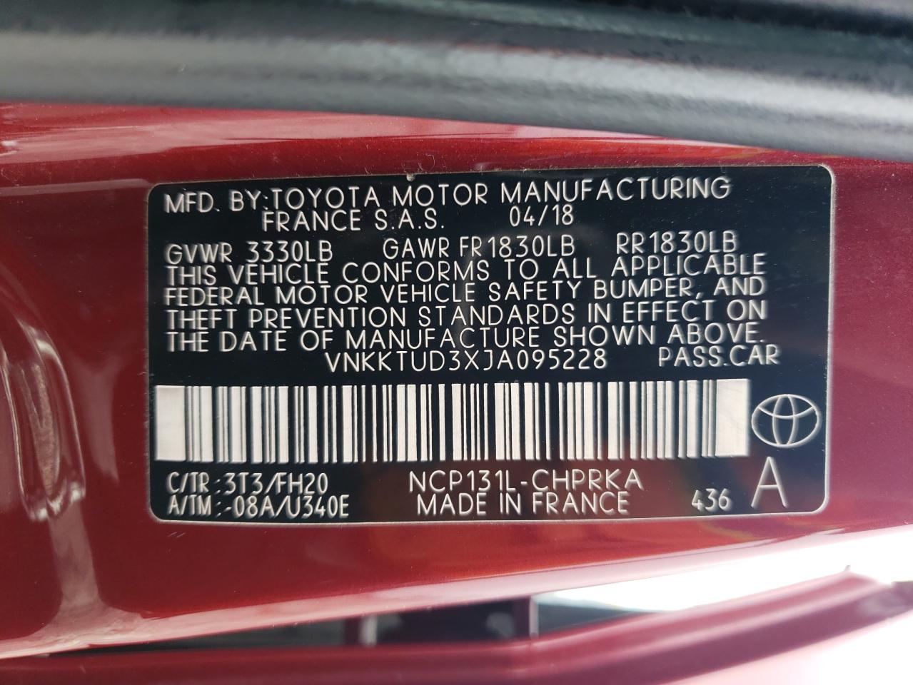 VNKKTUD3XJA095228 2018 Toyota Yaris L