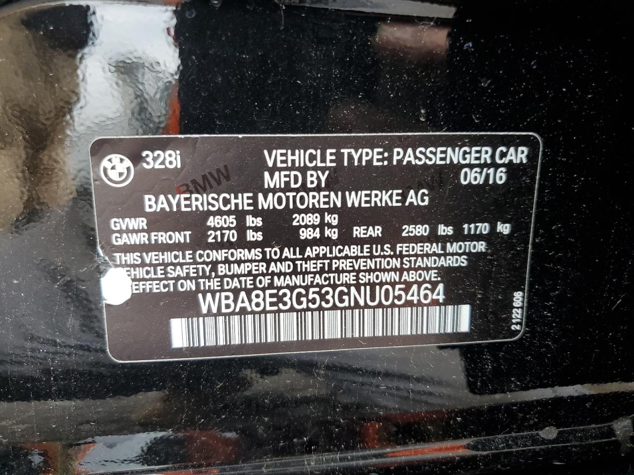 WBA8E3G53GNU05464 2016 BMW 328 Xi Sulev