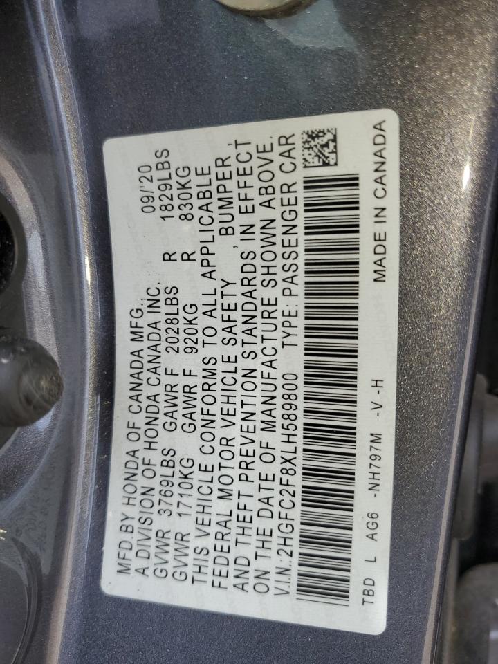 2HGFC2F8XLH589800 2020 Honda Civic Sport