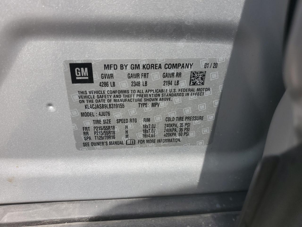 KL4CJASB9LB319155 2020 Buick Encore Preferred