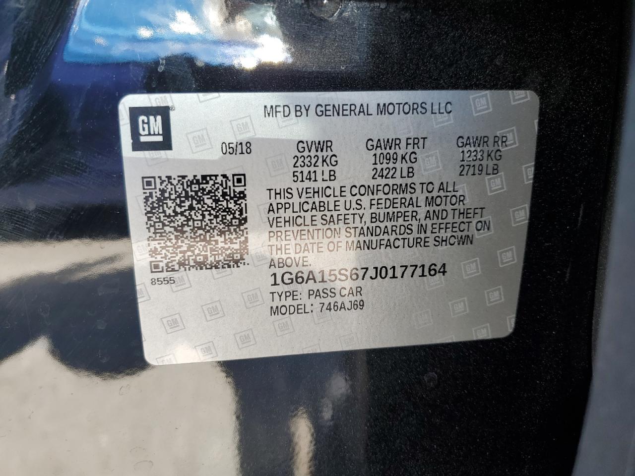 1G6A15S67J0177164 2018 Cadillac Cts-V